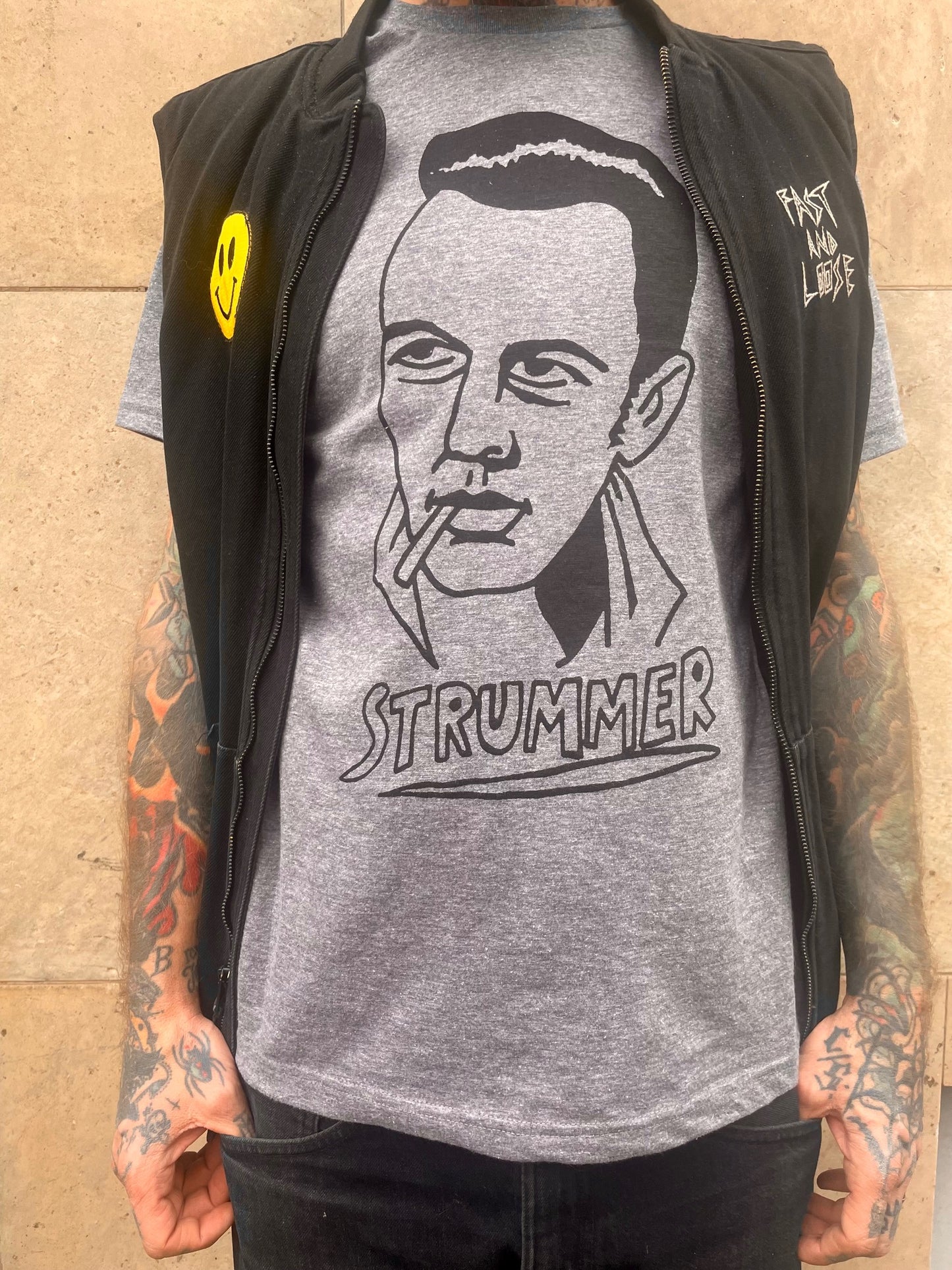 Joe Strummer. Svart tryck.